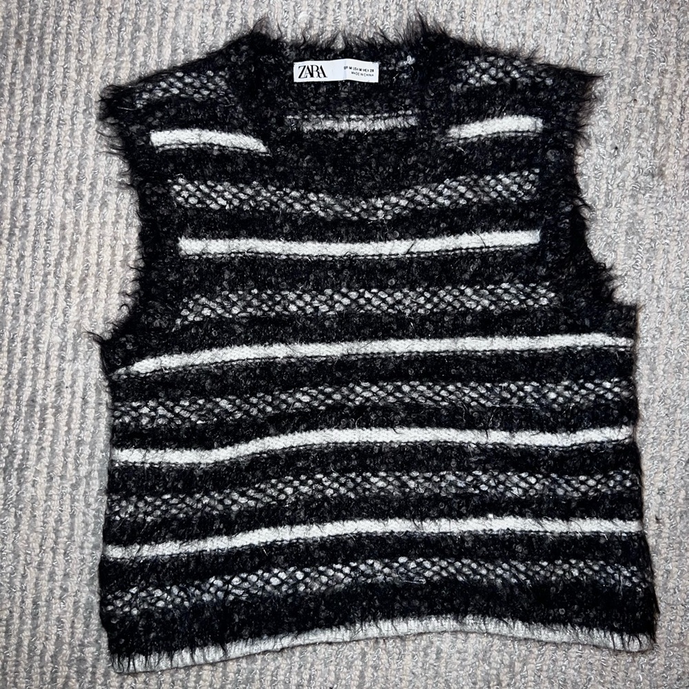 Zara Fuzzy Crop Sweater Vest